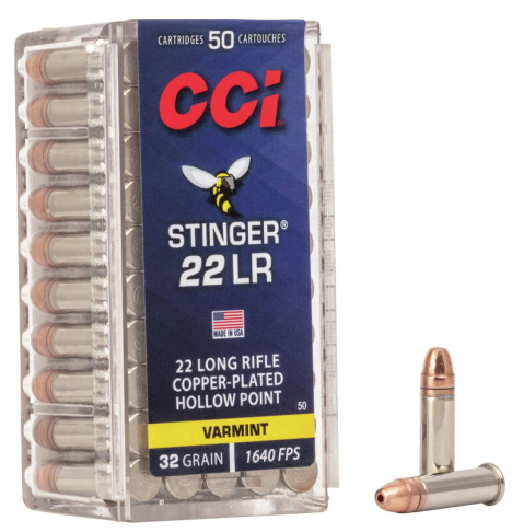 Патрон нарізний CCI STINGER 22LR, CPHP, 32GR (2,07 г), 500 м/с, 50 шт/100уп