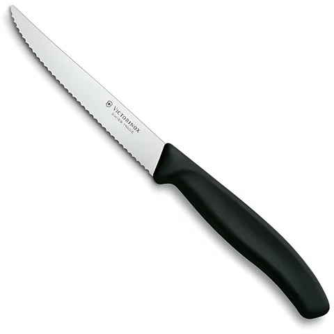 Ніж кухонний Victorinox SwissClassic 11 см, серрейтор, чорний