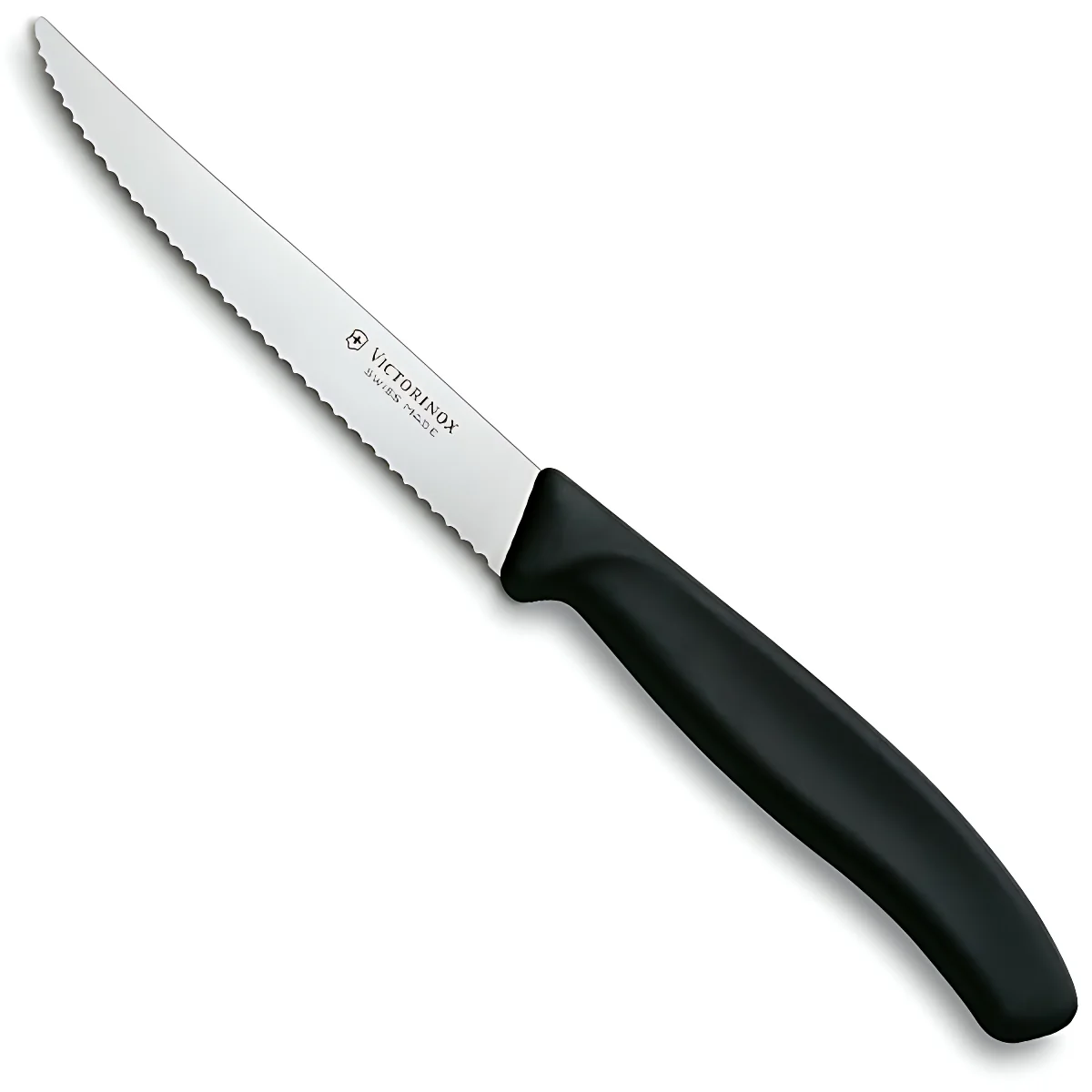 Ніж кухонний Victorinox SwissClassic 11 см, серрейтор, чорний
