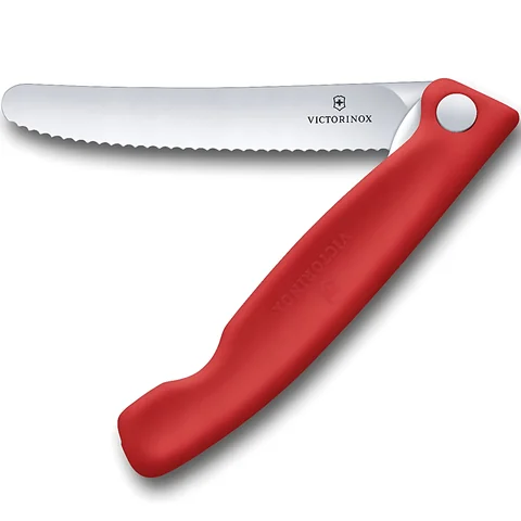 Ніж кухонний Victorinox SwissClassic 11см, серрейтор, заокруглений, червоний