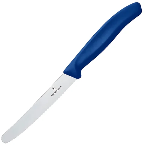 Ніж кухонний Victorinox SwissClassic 11см, серрейтор, заокруглений, синій — фото 3