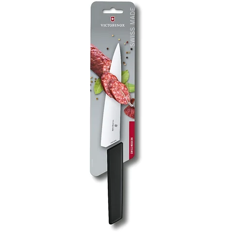 Ніж кухонний шефський Victorinox Swiss Modern Carving, 19 см, чорний, блістер