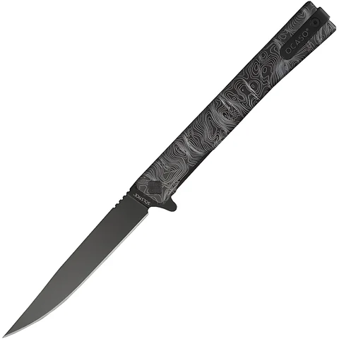Ніж Ocaso "Solstice", Engraved titanium Topo Pattern, Black — фото 2