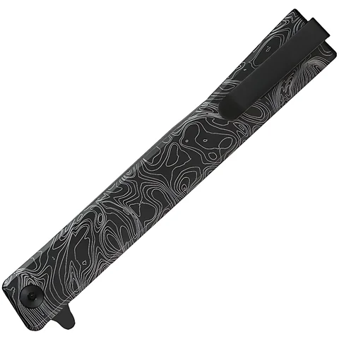 Ніж Ocaso "Solstice", Engraved titanium Topo Pattern, Black — фото 3