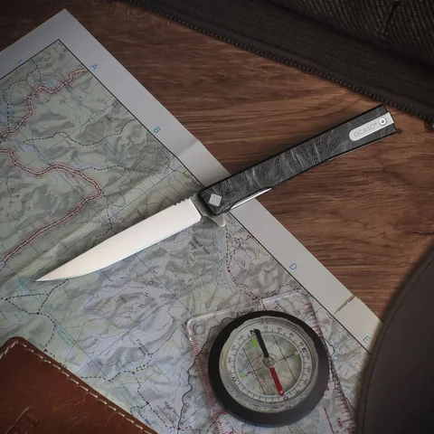 Ніж Ocaso "Solstice", Engraved titanium, Topo Pattern, Satin