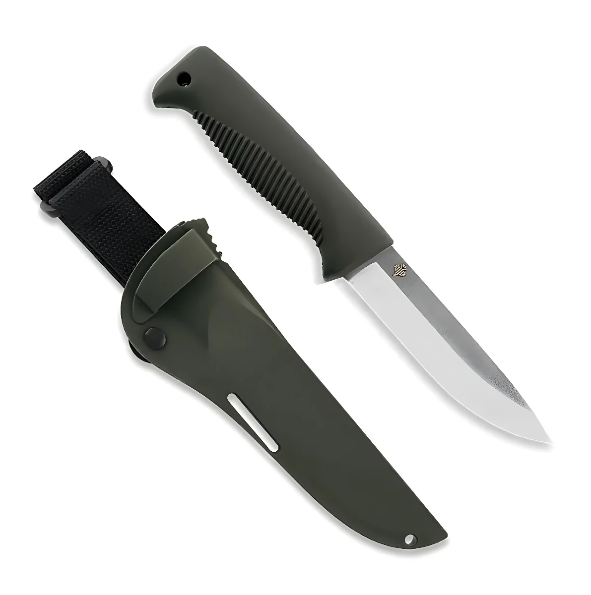 Ніж Peltonen M07 (N690), без покриття, хакі, хакі композитний чохол