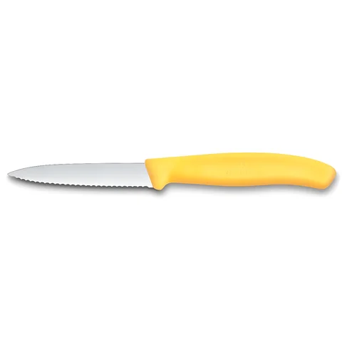 Ніж кухонний Victorinox SwissClassic,8 см, серрейтор, жовтий