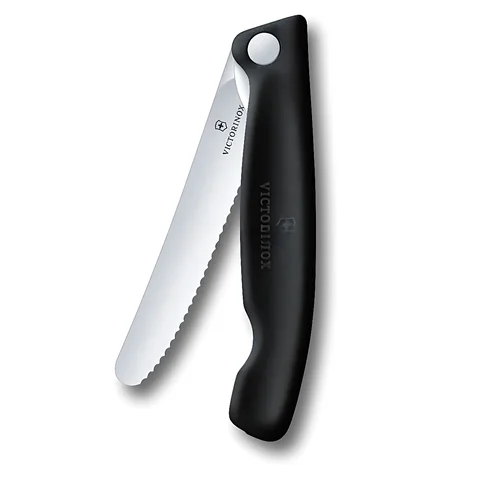 Ніж кухонний складний Victorinox SwissClassic 11 см, серрейтор, заокруглений, чорний — фото 2