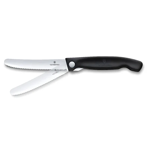 Ніж кухонний складний Victorinox SwissClassic 11 см, серрейтор, заокруглений, чорний — фото 4
