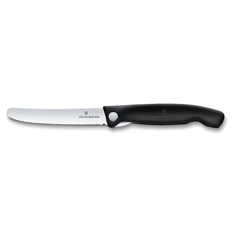 Ніж кухонний складний Victorinox SwissClassic 11 см, серрейтор, заокруглений, чорний — фото 5