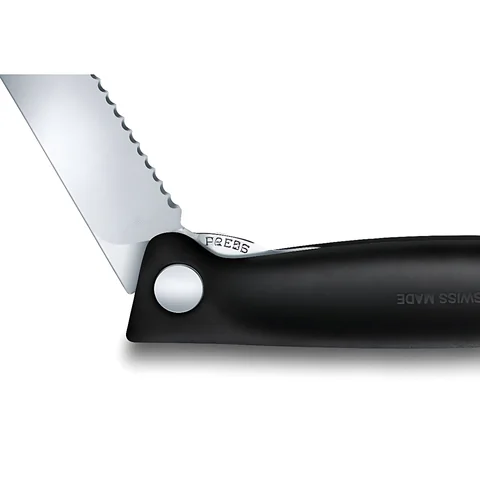 Ніж кухонний складний Victorinox SwissClassic 11 см, серрейтор, заокруглений, чорний — фото 6