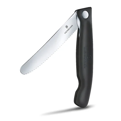 Ніж кухонний складний Victorinox SwissClassic 11 см, серрейтор, заокруглений, чорний — фото 7