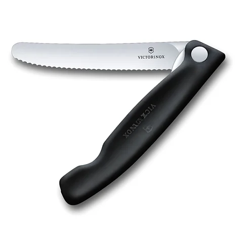 Ніж кухонний складний Victorinox SwissClassic 11 см, серрейтор, заокруглений, чорний