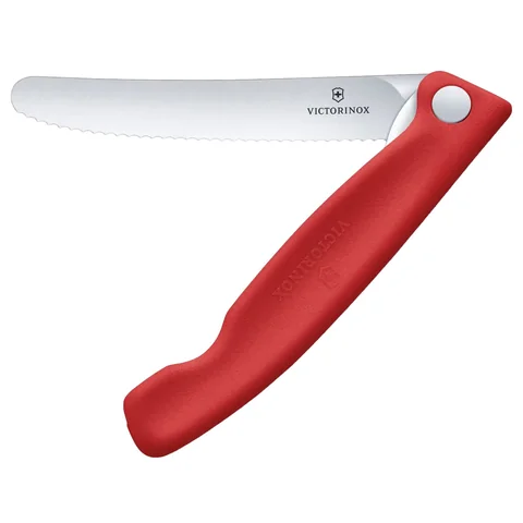 Ніж кухонний складний Victorinox SwissClassic 11 см, серрейтор, заокруглений, червоний — фото 2