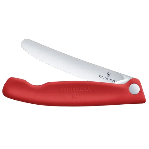 Ніж кухонний складний Victorinox SwissClassic 11 см, серрейтор, заокруглений, червоний — фото 4