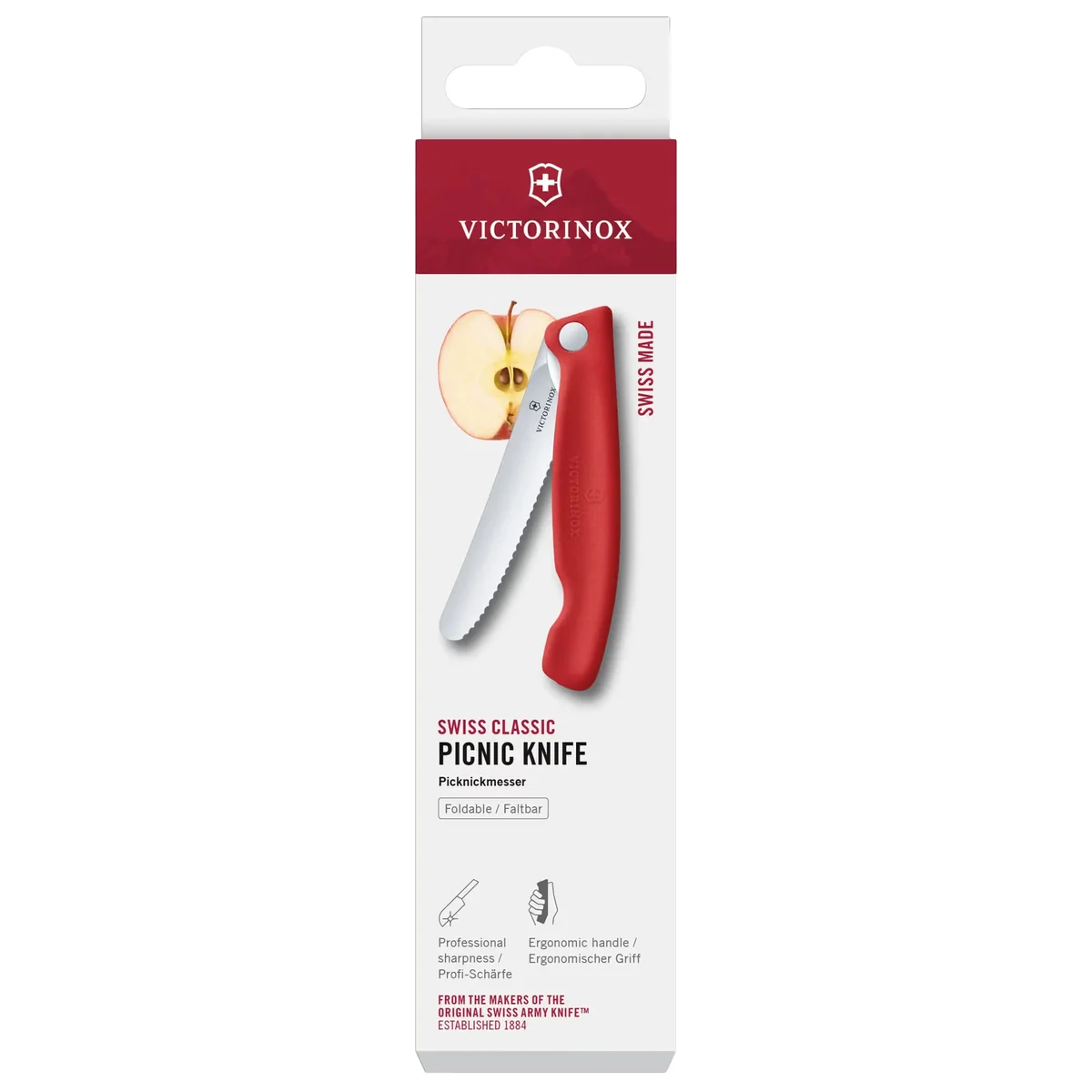 Ніж кухонний складний Victorinox SwissClassic 11 см, серрейтор, заокруглений, червоний