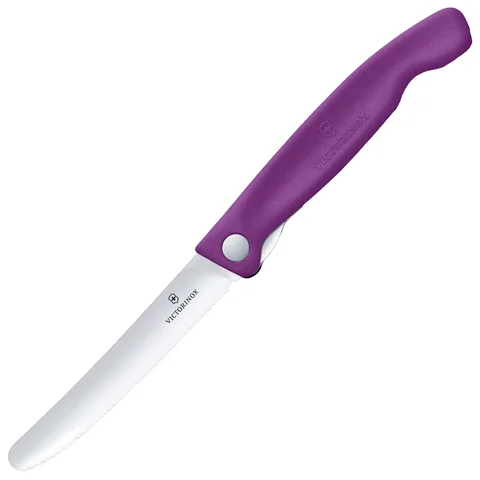 Ніж кухонний складний Victorinox SwissClassic 11 см, серрейтор, заокруглений, фіолетовий