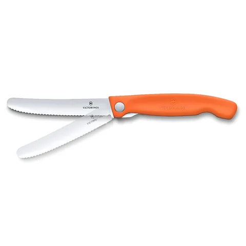 Ніж кухонний складний Victorinox SwissClassic 11 см, серрейтор, заокруглений, помаранчевий — фото 3
