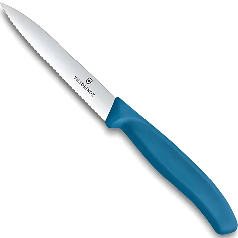 Ніж кухонний Victorinox SwissClassic, серрейтор, 10 см, синій