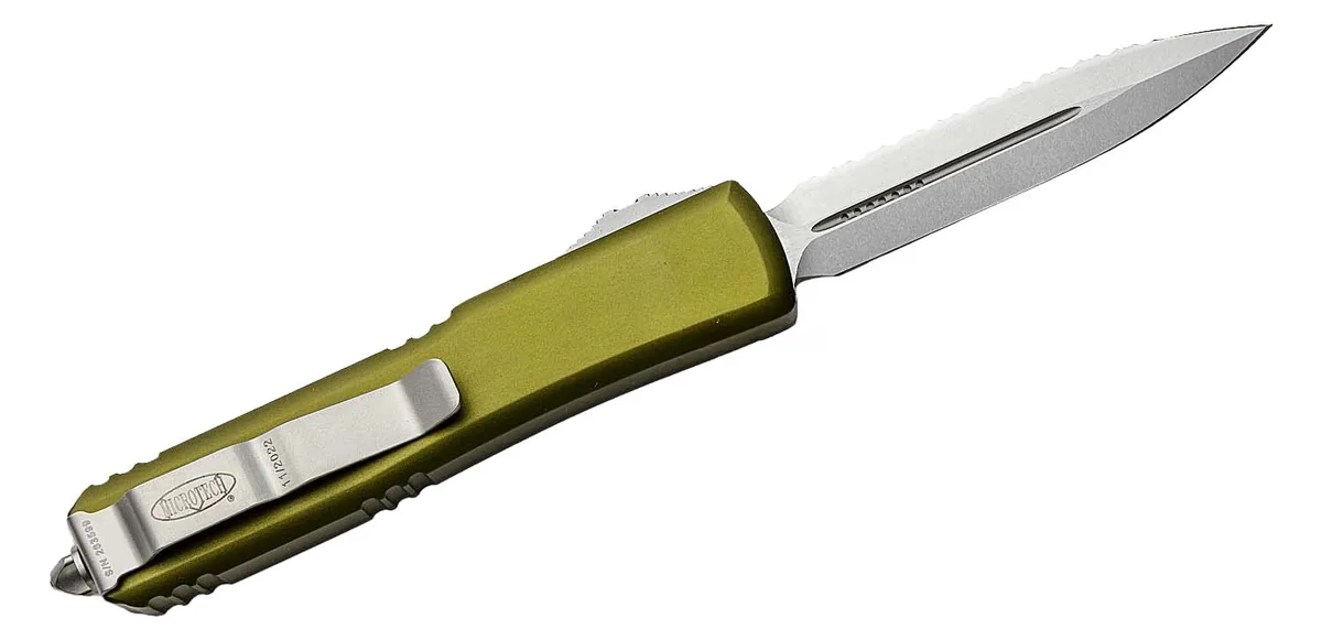 Ніж Microtech Ultratech Gen IV OTF D/E серрейтор Stonewash OD Green