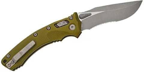 Ніж Microtech Amphibian Ram-Lok, клинок напівсер. Apoc Fluted, руків'я G10 OD Green