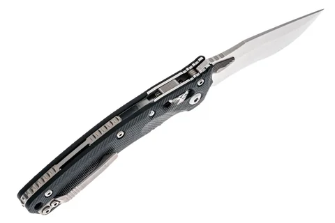 Ніж Microtech Amphibian Ram-Lok, клинок напівсер. Stwsh Fluted, руків'я чорне G10