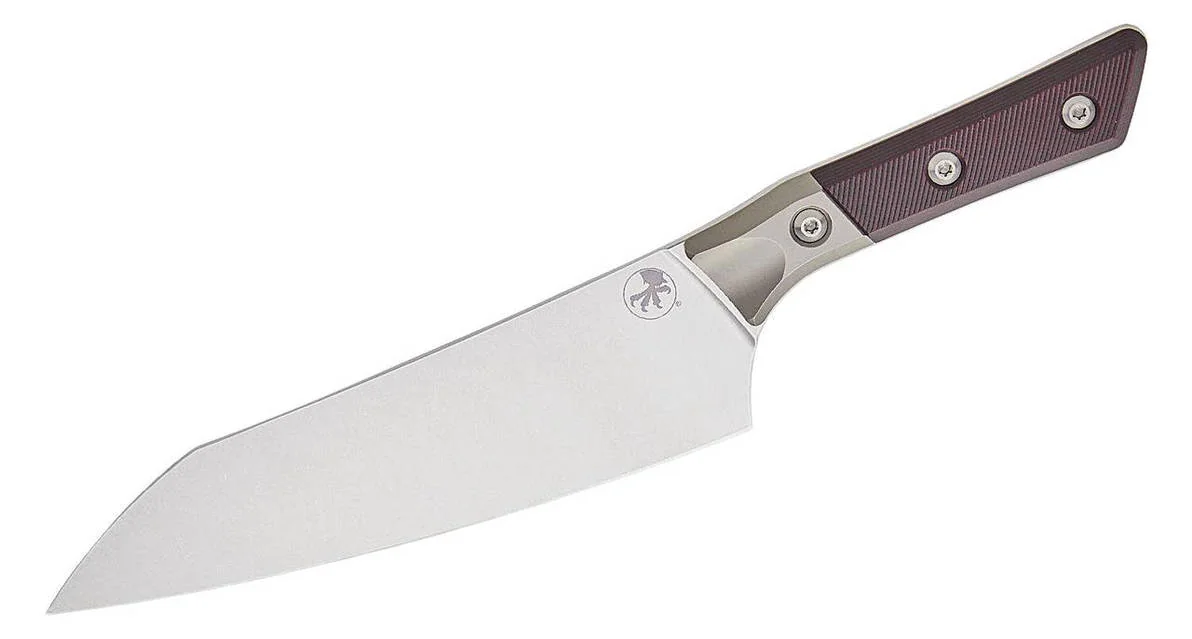 Шеф-ніж Microtech 8" Stonewash Standard Black Cherry G-10 з больстером