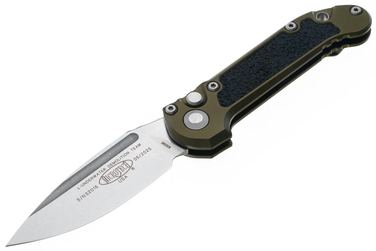 Нож Microtech L.U.D.T. S/E Gen III, stonewash клинок, руків'я OD Green