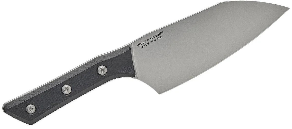 Кухонный ніж Microtech Santoku 6" Stonewash Black G-10