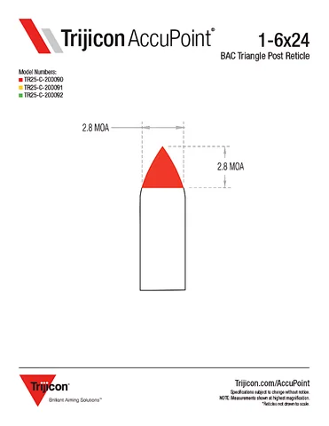 Приціл оптичний TRIJICON AccuPoint 1-6x24 (30 мм) illum. BAC Amber Triangle Tritium / Fiber Optics SFP — фото 3
