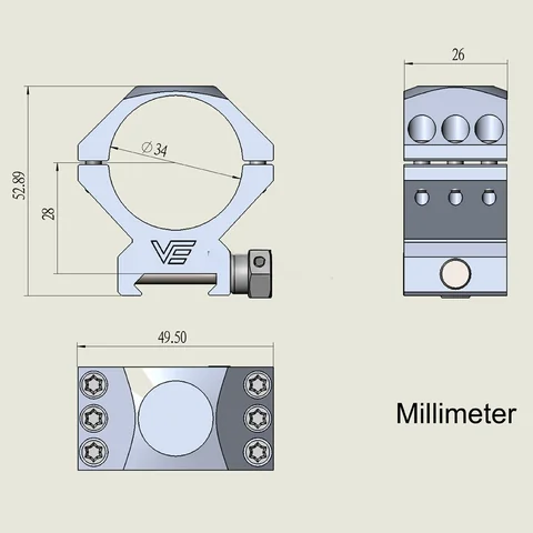 Кільця Vector Optics X-Accu 34 мм Weaver низькі photo 2