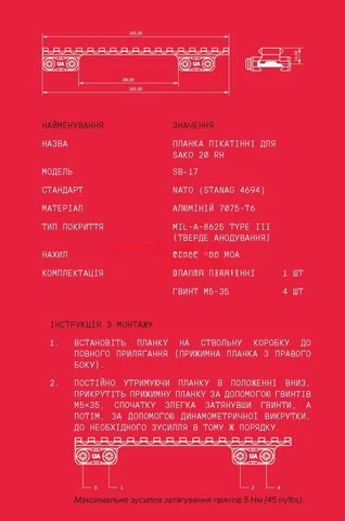 Планка Пікатінні для Sako 20 RH photo 3