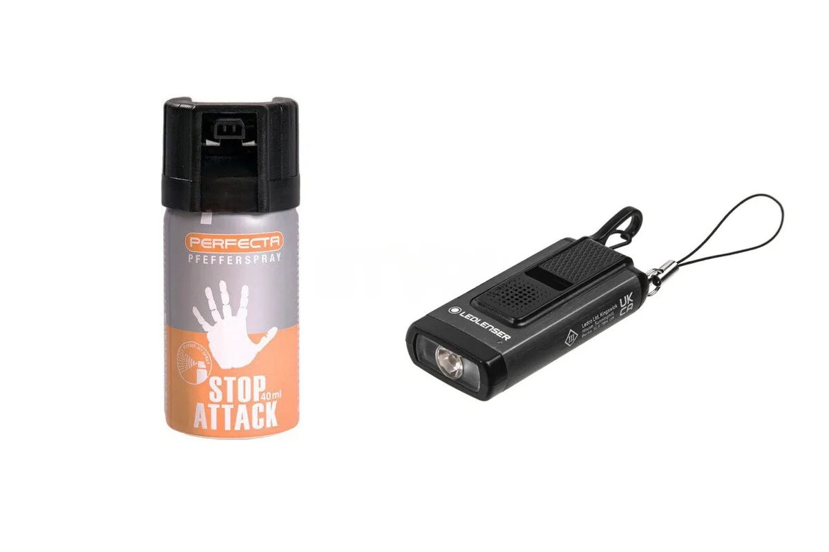 Комплект: 502580 Ліхтар-брелок Led Lenser K6R Safety + 2.1904 Балончик перцевий Umarex