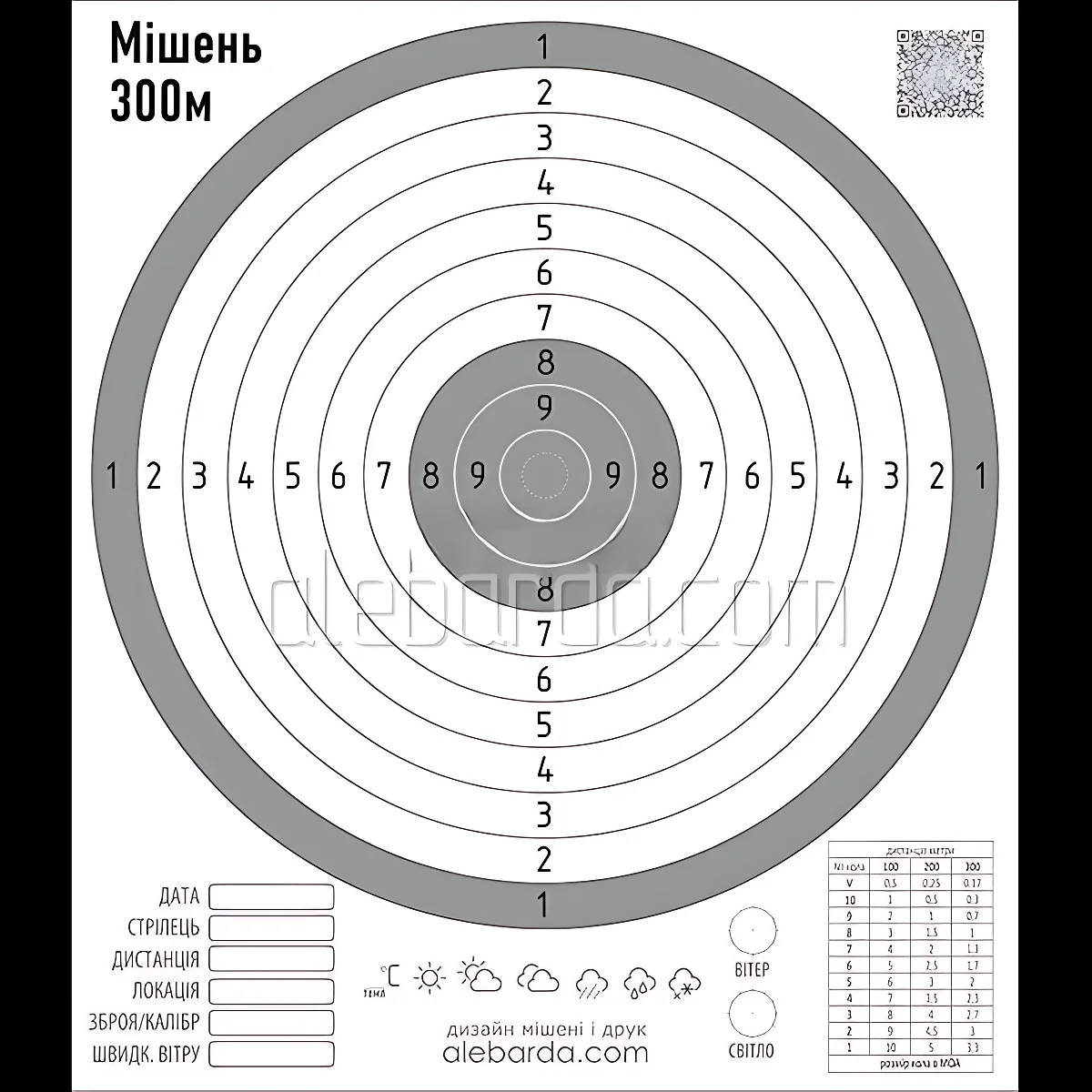 Мішень Алебарда 300М сіра