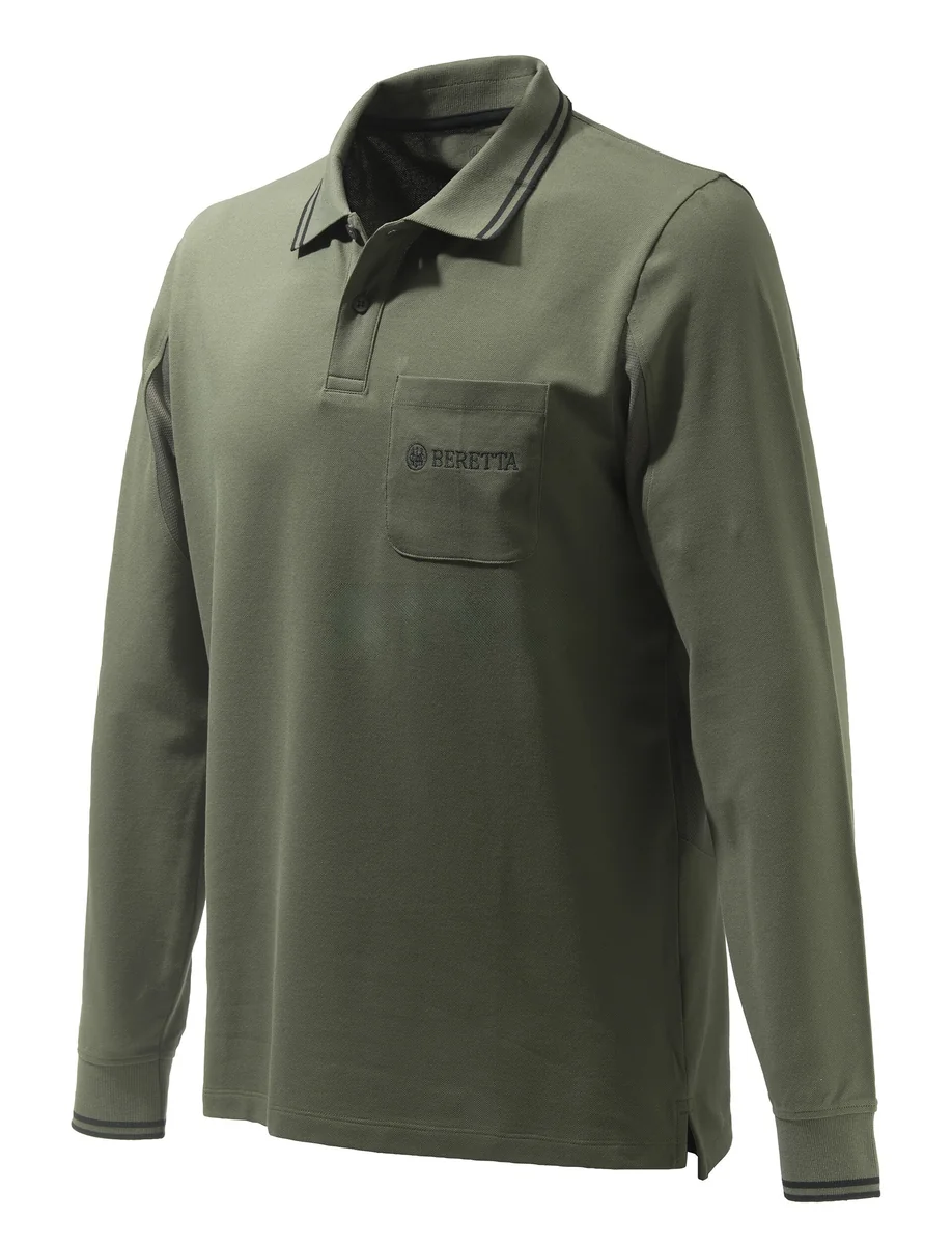 Футболка чоловіча "Beretta" з довгими рукавами  Airmesh Polo LS  p.М (олива)