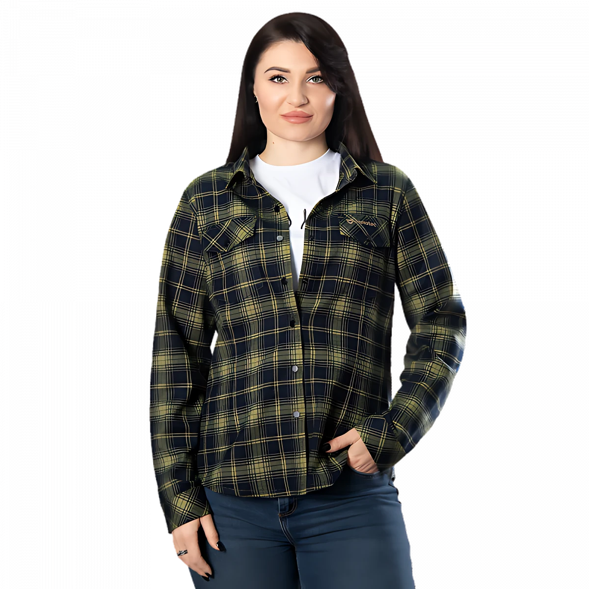 Сорочка Pani "Буревій" (Logo Tan) Lime Green/Navy (8757) р.S#